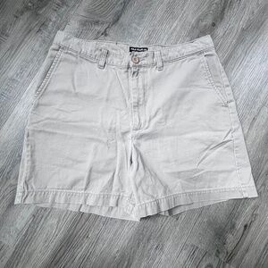 VINTAGE Polo Jeans Co Ralph Lauren Flat Front Shorts womens 12 Beige 5" Inseam